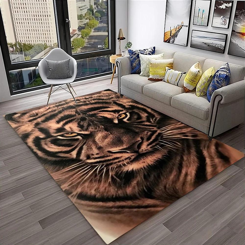 Tappeto Animale Tigre dei Sogni 3D Cartoon per Casa Soggiorno Camera da Letto Divano Zerbino Decorazione, Tappeto per Area Giochi Bambini Tappetino Antiscivolo