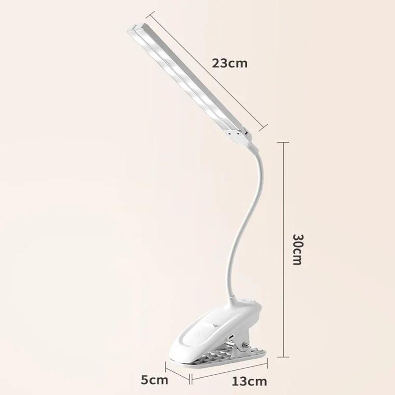LED Double-headed Reading Table Lamp with Clip Touch Control Dimmable Light Eye Protection Mobile Phone Holder Led Desk Lamps