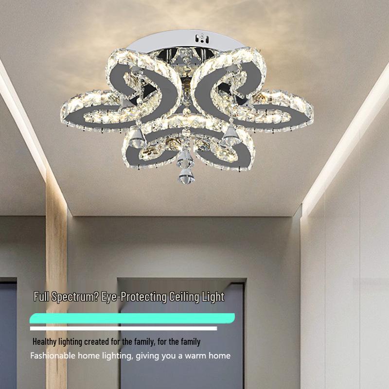 Modern Round LED Crystal Ceiling Light for Living Room or Hallway
