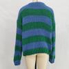 Autumn and Winter Fashion New Sweater Round Neck Contrasting Stripes Casual Retro Lazy Style Pullover 3565