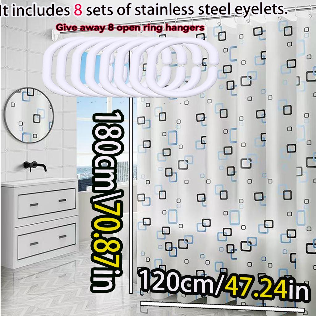 Simple Small Square Bathroom Shower Curtain Bathroom Partition Curtain Waterproof Peva Material Quick Dry Scrub Light Opaque