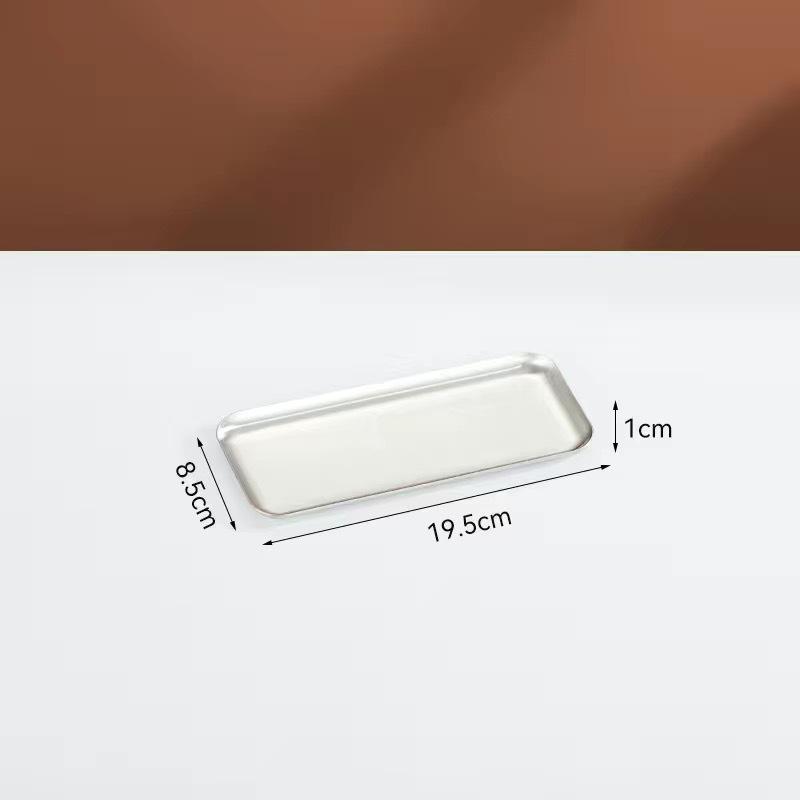 

Мелкие подносы для хранения продуктов 304 нержавеющая сталь тарелка для фруктов и овощей золотое плоское блюдо барбекю суши Silver 19.5×8.5×1cm