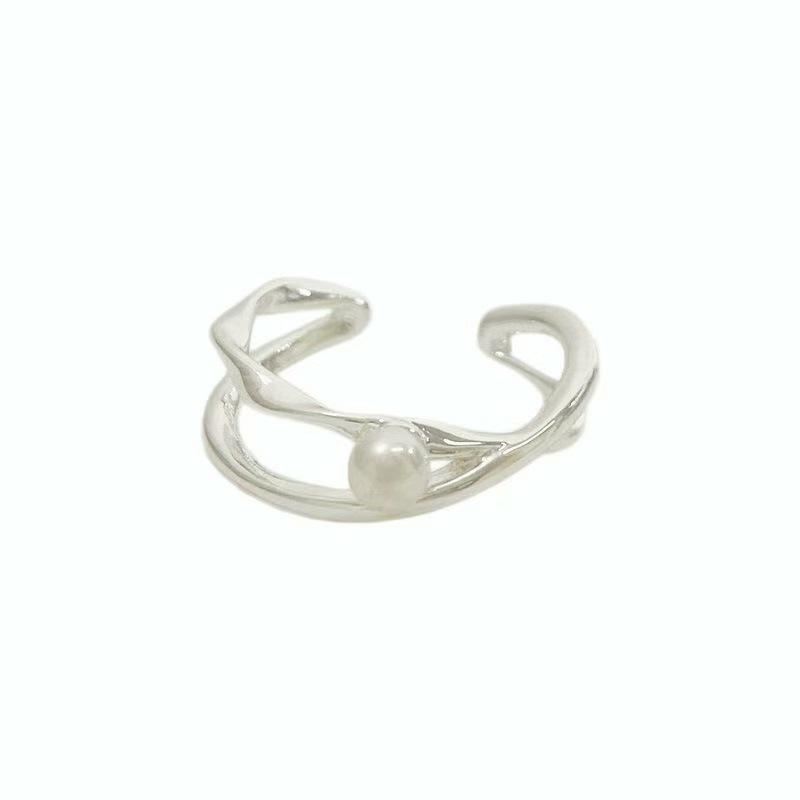 Elegant Moonstone Silver Ring – Versatile Cool Design with Hollowed Details