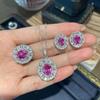 Luxury Women Jewelry Set Fashion Pigeon Blood Ruby Necklace High Carbon Diamond Ring Red Corundum Earrings Gift
