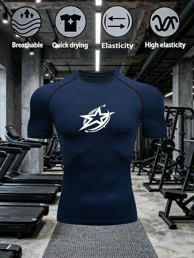 Men's High-Stretch Gym Compression T-Shirt with Quick-Dry & Breathable Fabric Casual Training Top
