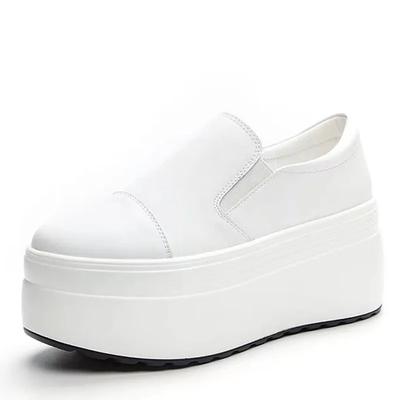 8CM Cow Leather Woman Platform Sneakers Womans Casual Shoes Chunky Sneaker Women Shoes Black Womens White Trainers Mujer
