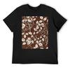 Japanese Brown And White Vintage Leaf Pattern T-Shirt Anime Figures Quick-drying Summer Tops Mens Graphic T-shirts Pack