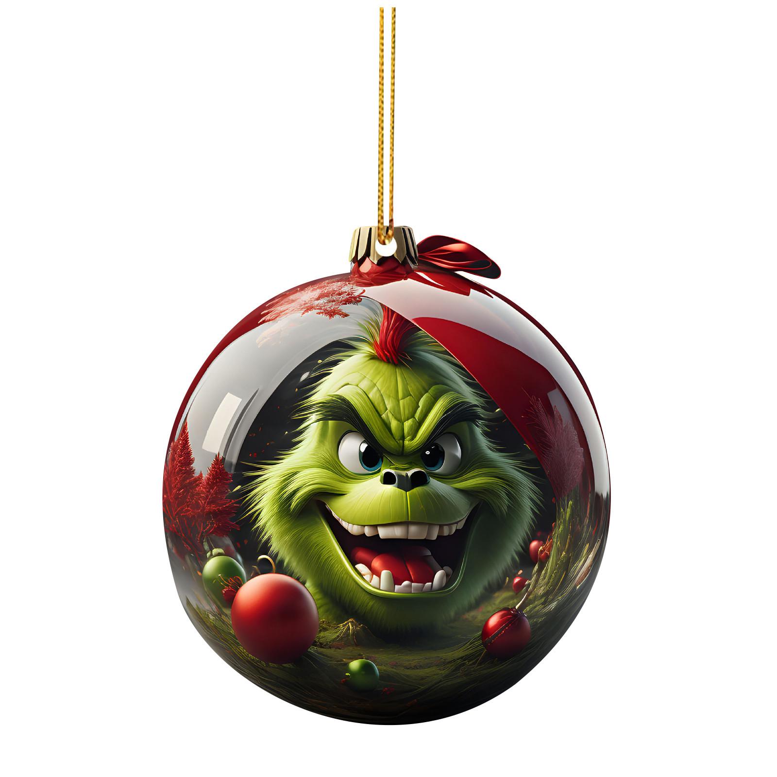 

Рождественские акриловые зеленые украшения, акриловые плоские подвесные украшения для рождественской елки, односторонний печатный кулон для дерева / автомобиля / рюкзаков One Size