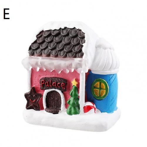 Mini Christmas Village Houses LED Lighted Resin Cottage Figure Christmas Decorations Seasonal Electric Figures For Fireplace