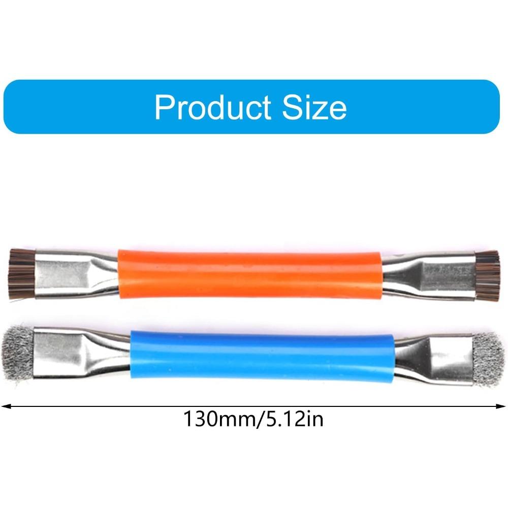 Anti-Static Double-Ended Brush, Pig Bristle & Steel Wire Combo for PCB Soldering, IC Chip and Motherboard Cleaning