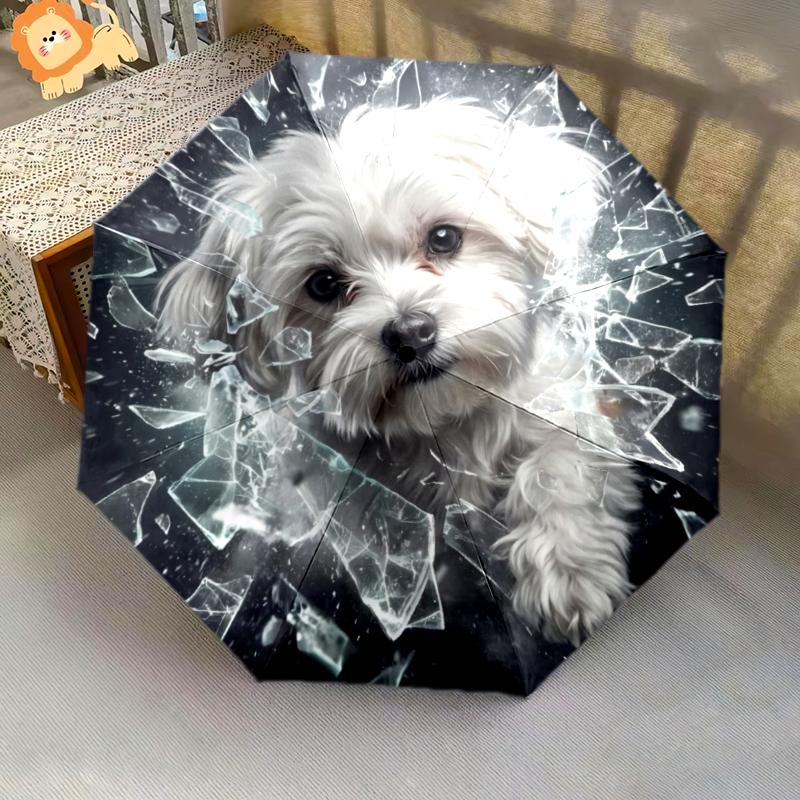 1 PC Automatic Folding Umbrella - Cute Pet Puppy Pattern, Portable & Foldable Design with 8 Ribs, Christmas Birthday Gifts