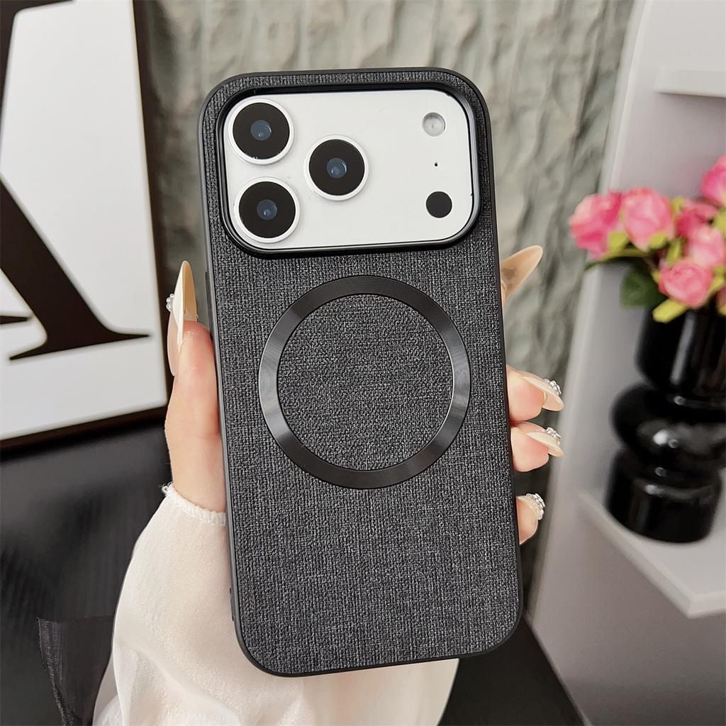 Luxury Fabric Leather Phone Case for IPhone Air 17 16 15 14 13 Pro MAX 15 16 Plus Magnetic Wireless Charging Protection Cover
