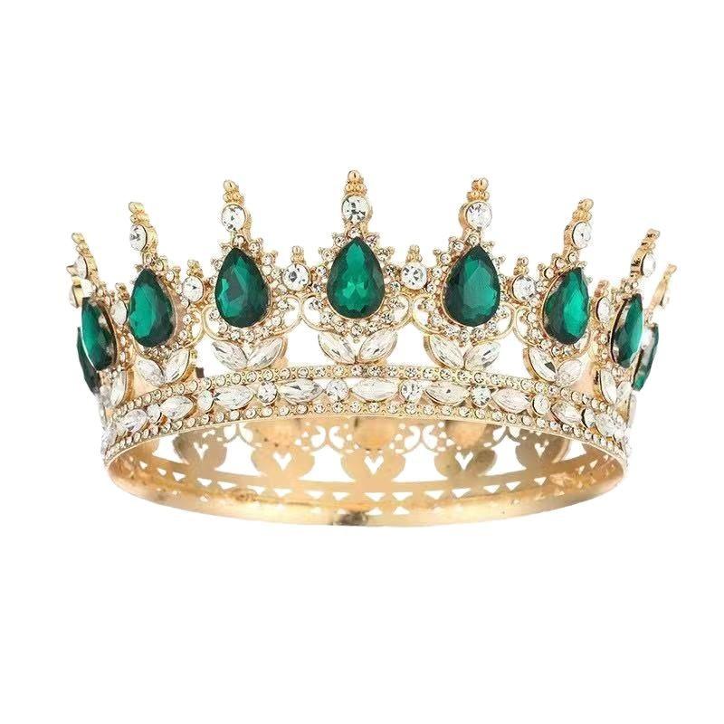 Crown  Bride's Headwear Wedding Dress  Princess Luxurious and Shiny Full Round Crown  Flower Cake  Decorative Ornaments  Crown