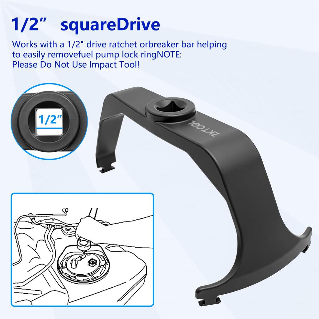 ZKTOOL Universal Fuel Tank Cap Wrench, Fuel Pump Wrench, Oil Pump Lock Ring Removal Tool, Fuel Cap Wrench