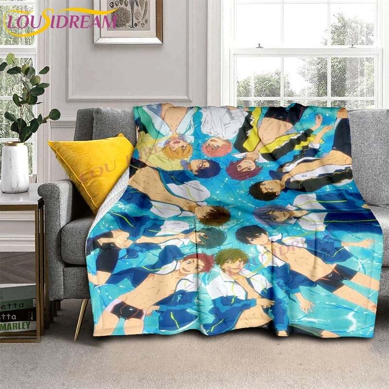 Gratis Iwatobi Swim Club Dekens Cartoon Bedspreien Dekens Anime Flanellen Dekens Bank Bed Dekens Plaid Dekens Cadeaus