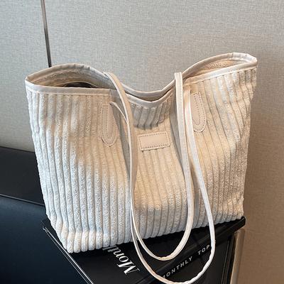 Duża torba damska torba typu tote torba sztruksowa na ramię modna uniwersalna damska torba klasyczna