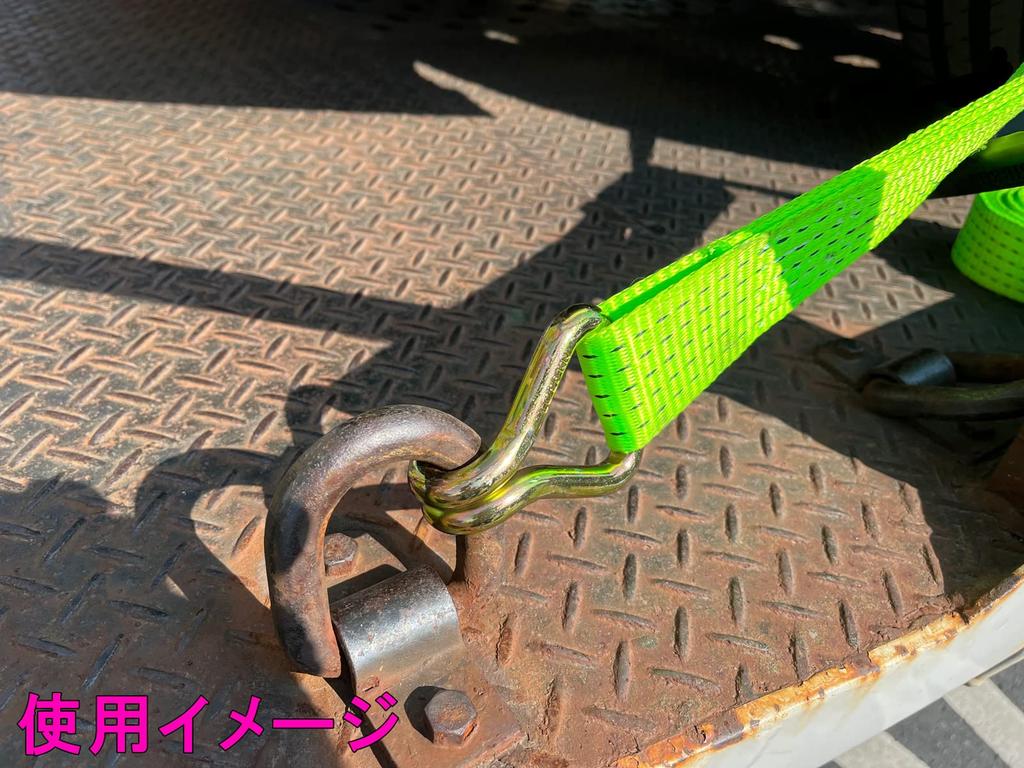 Set of 2 Ratchet Buckle Lashing Belts with J-Hooks, Tire Tie-Down Capacity (2.5 Ton), Black, for Car Tires and Fastening