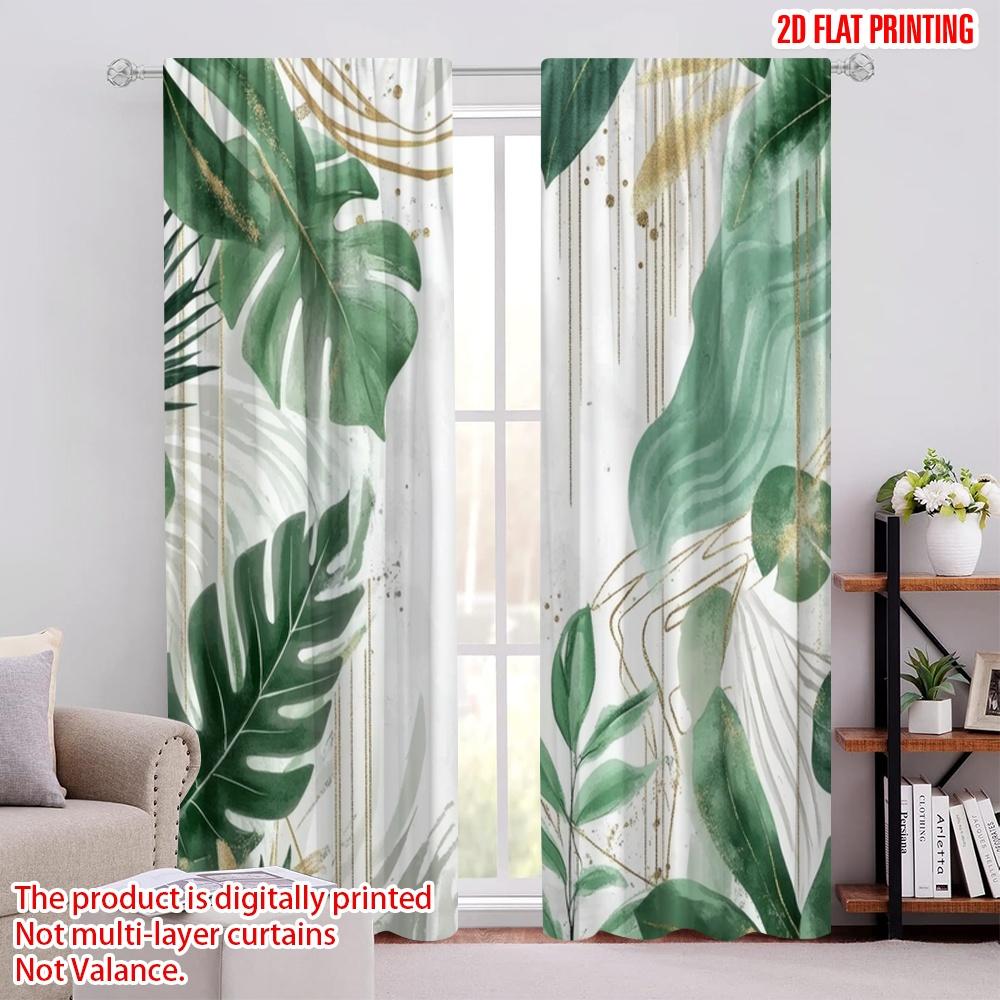 

2pcs,2D plane printing Pattern Curtains Tropical Elegance (2) 100% Polyester (without rod) Holiday Use for Bedroom, Living Room, 52.50 × 116.00 cm 2 pcs