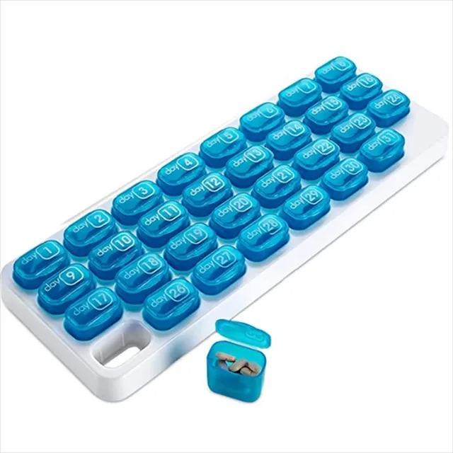 UNTIOR Dispenser Container Box Holder Organizer Weekly 31 Grids Monthly Pill Box Removable Keyboard Shape Medicine Pill Case