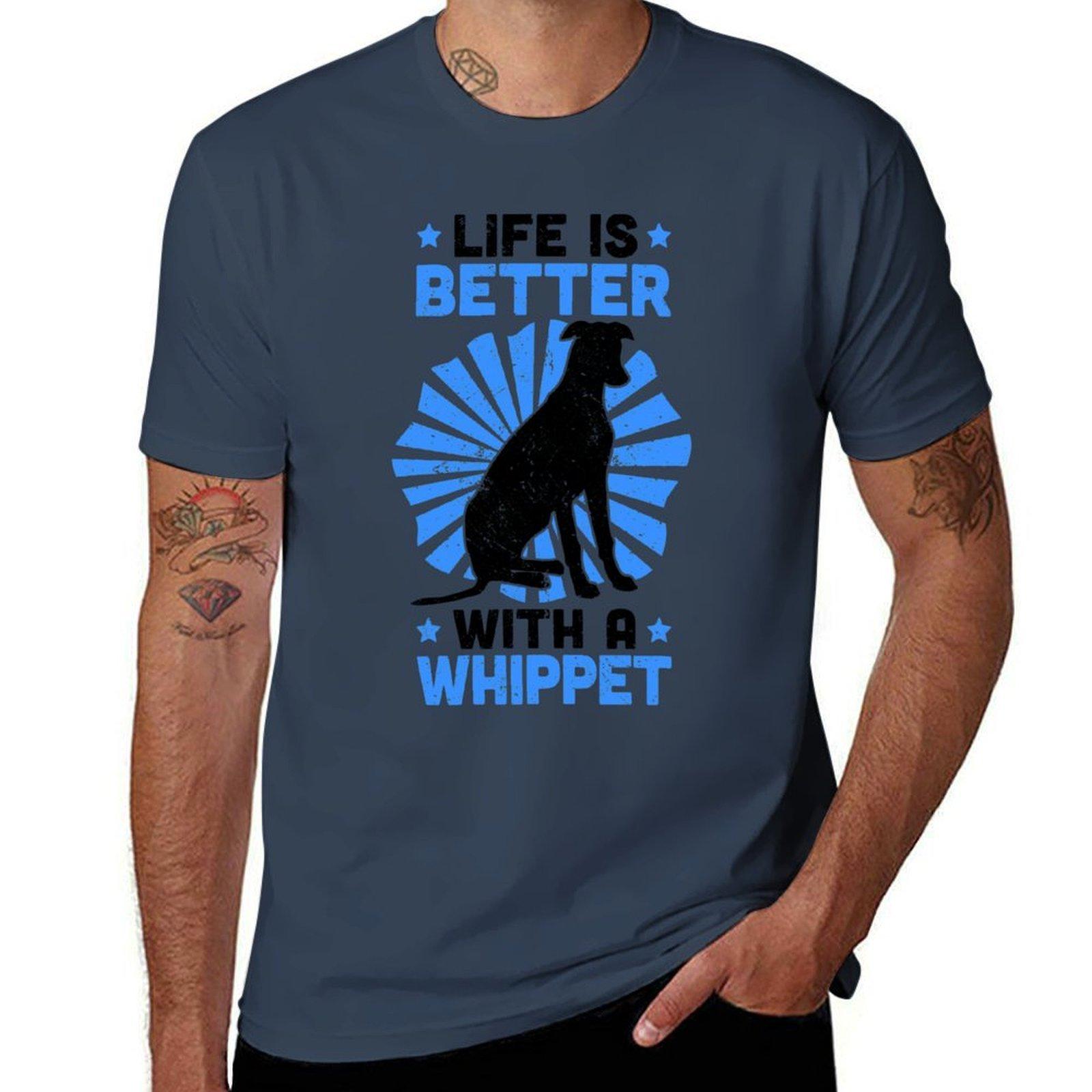 Life is better with a Whippet British Greyhound TShirt Street Art Print Tee Shirt S