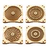 1/4Pcs Wooden Kinetic Coasters Farmhouse Rustic Heat-resistant Coffee Mug Cup