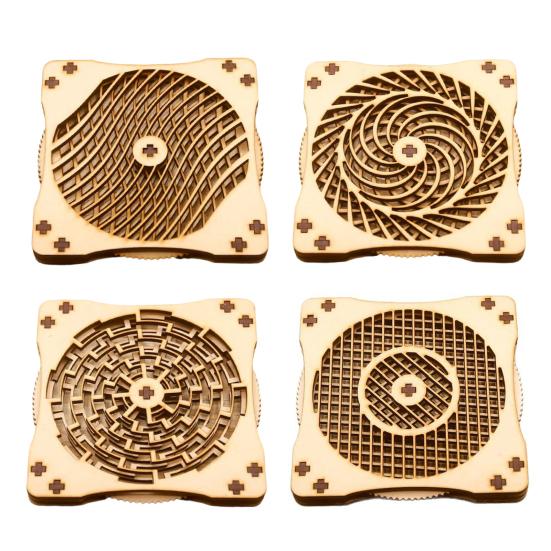 1/4Pcs Wooden Kinetic Coasters Farmhouse Rustic Heat-resistant Coffee Mug Cup
