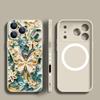 For iPhone 17 Pro Max Case INS Colorful Butterfly Flowers Pattern Magnetic For Magsafe Soft Cover For iPhone 16 15 14 13 Pro Max 17E 16E