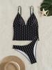 Women's Tankini Strap V-neck Polo-dot Low Waist Sexy Split Bikini Swimsuit