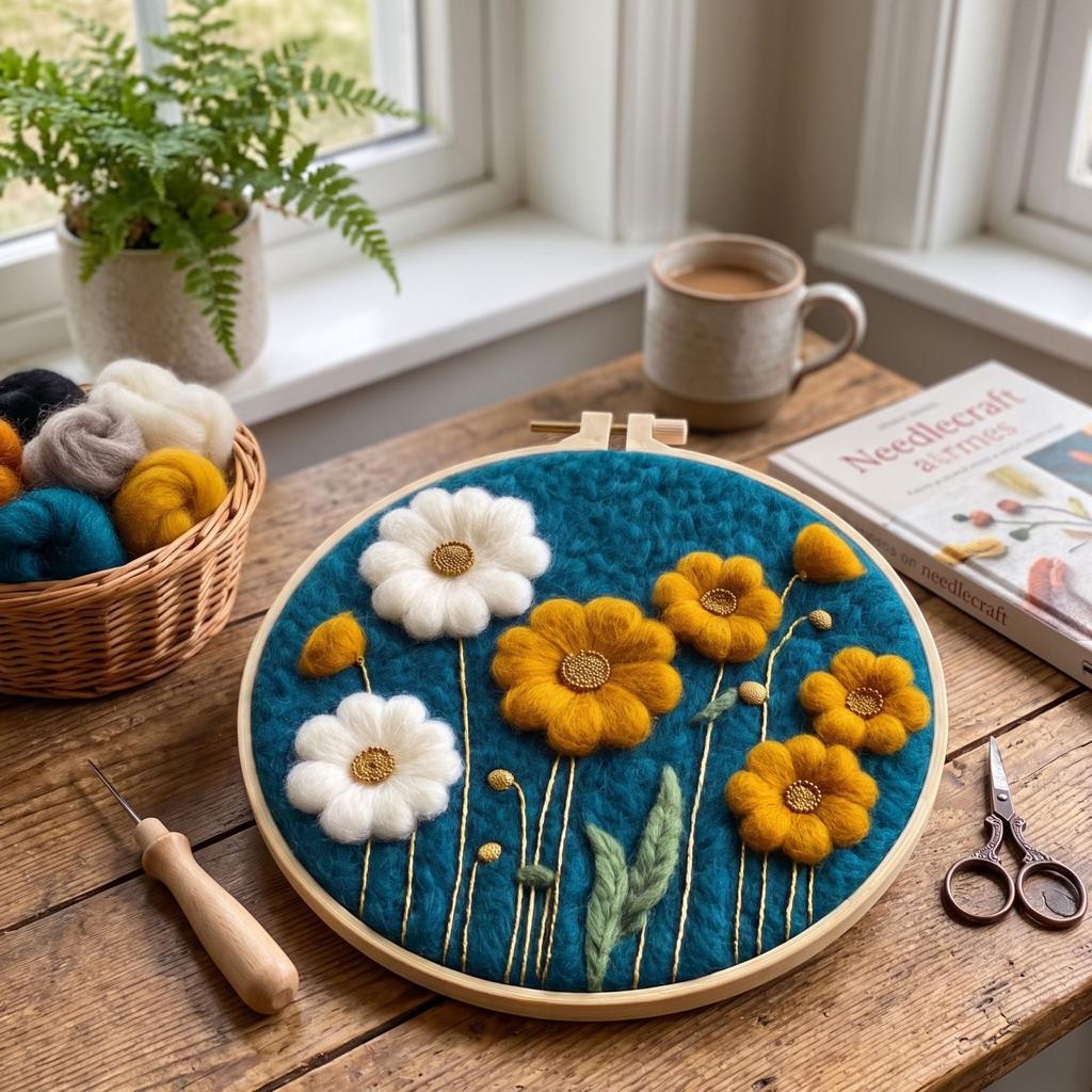 Needle Felting Kit for Beginners with Embroidery, Wool Painting Set for Home Decor