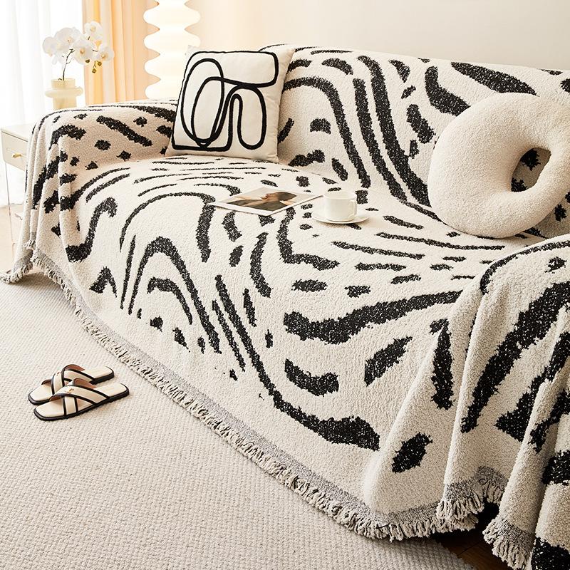 Geometric Velvet Sofa Slipcover Winter No Static Sofa Cover Universal Cover Living Room Sofa Dustproof Sofa Slipcover