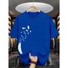 Men's 100% pure cotton summer casual loose fashion bird creative pattern printed round neck T-shirt versatile top
