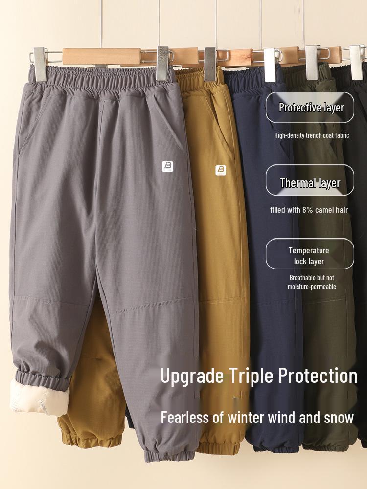 Kids' Thickened Cotton Winter Pants: Quilted Warm Sweatpants for Boys and Girls