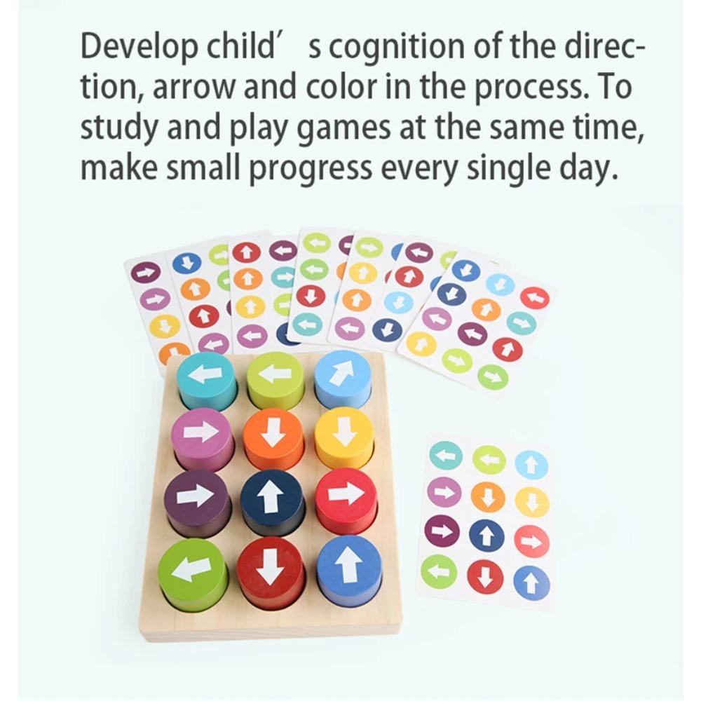 Baby Montessori Wooden Toys Color Direction Sensory Board Arrow Matching Game Logical Thinking Training Educational Blocks Toys