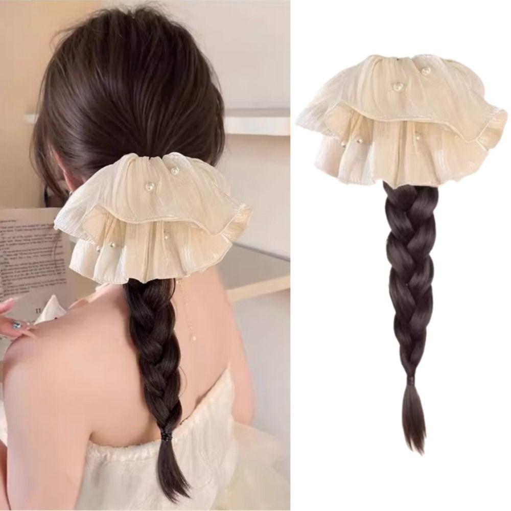 Lange Perlen Dickdarm Scrunchie Pferdeschwanz Haarschmuck Twist Zopf Perücke für Frauen Mädchen