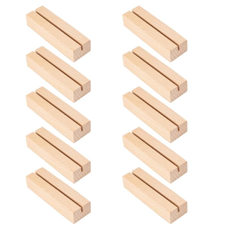 

10 PCS Wood Place Card Holders Wood Sign Holders Table Number Holder Stands Name Card Holders for Wedding Table Setting 1