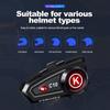 Motorcycle Helmet Headset C10 Stereo Bluetooth Roise Reduction Earphone IPX6 Waterproof  Support Connecting 2 Phones Same Time