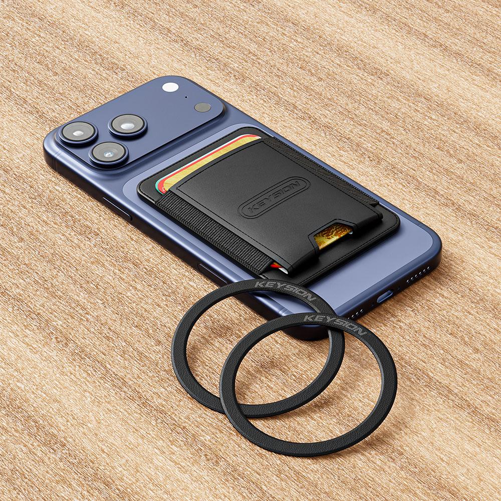 KEYSION Magnetischer Kartenhalter für Magsafe für iPhone 17 16 15 Pro Max Samsung Huawei Elastische PU-Leder Geldbörse Tasche Handyhülle
