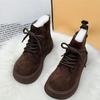 Women's High Top Snow Boots Winter Fashion Side Zipper Cotton Shoes Comfortable Cross Tied Height Increase Short Boots