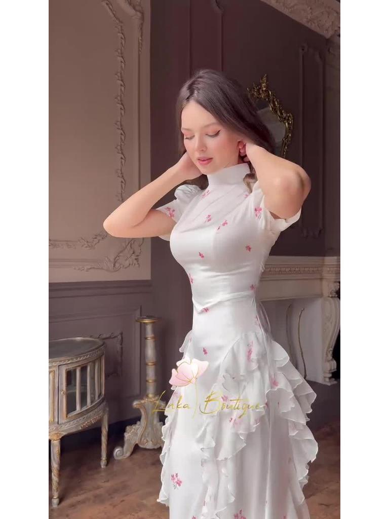 2025 Spring Sweet Style Short Sleeve Silky Elegant Women's Fashion Dress