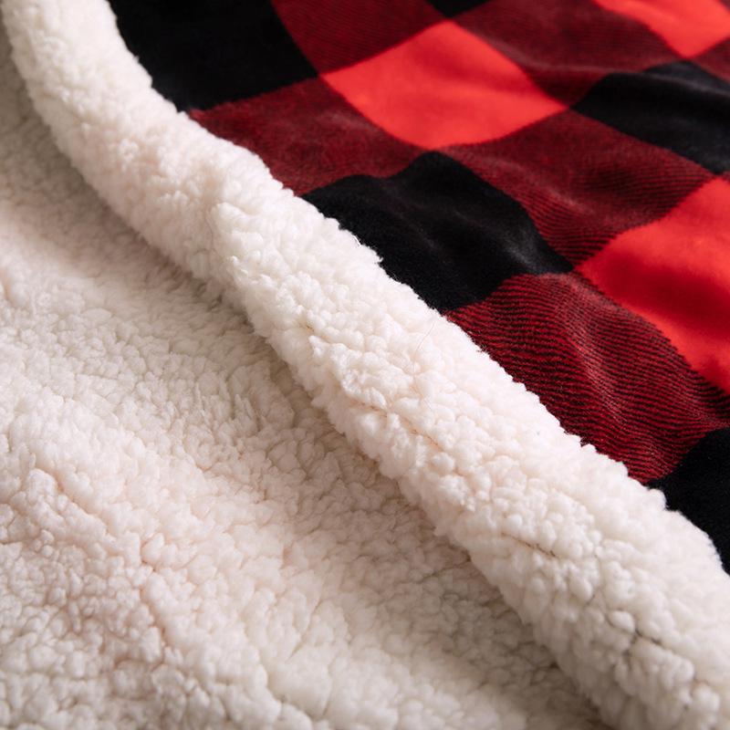 Double-Layer Lambswool Flannel Blanket: Plaid Office, Dorm, or Sofa Throw