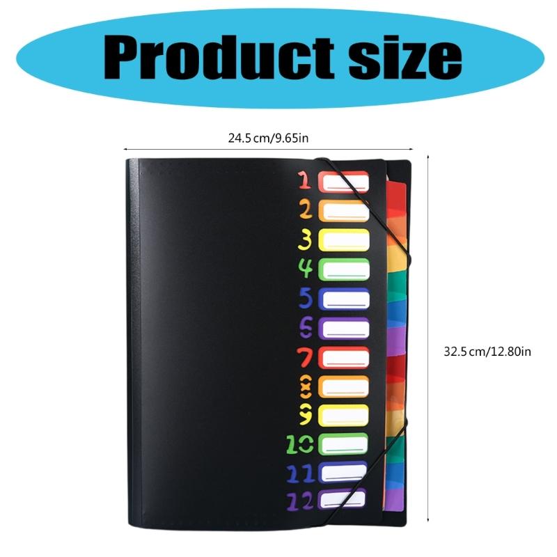 12 Pocket Expandable File Folder Letter Size Document Organiser Expanding File Organiser Sorting Folder Elastic Closure