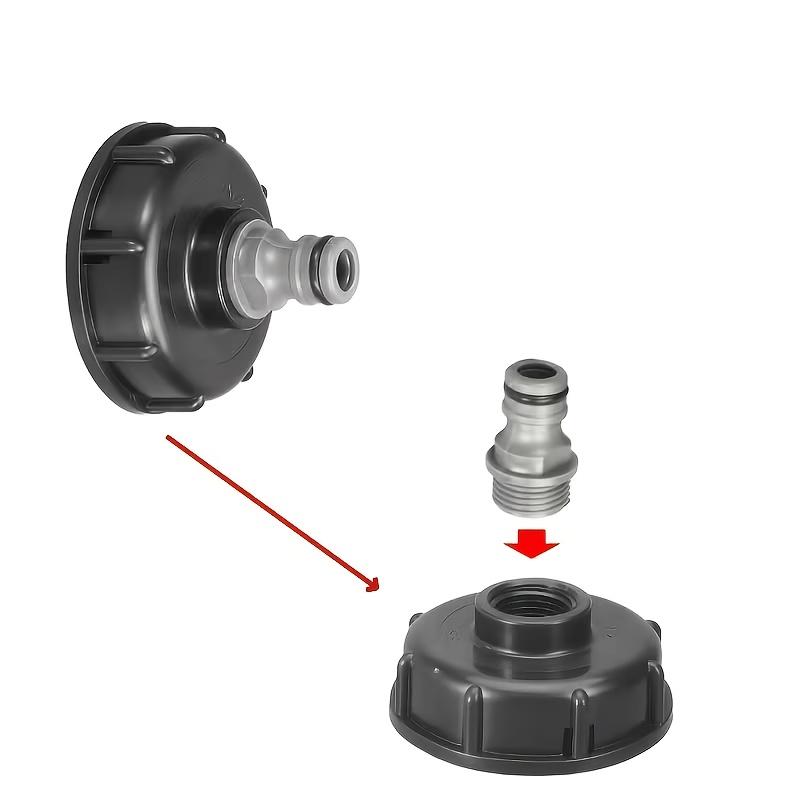 2pcs Bucket Cap And Threaded Connector, IBC Ton Bucket Quick Plug Connector, Including Dome Cap And Threaded Nipple Connector 2pcs (bucket lid + threaded connector)