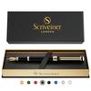 Scriveiner Premium Fountain Pen (Black). Features a Genuine Gold-plated and Schmidt-plated Nib (fine). This Sophisticated Fountain Pen Gift Set Is Per