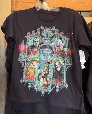 Universal Halloween Horror Nights 2025 IP Houses Art Frame Glass T-Shirt Reprint Unisex T-Shirt