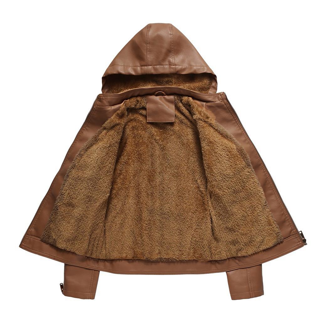 Winter Warm Women Short Coat Leather Jacket Zipper Tops Overcoat Outwear