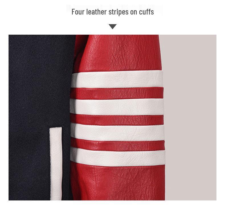 TB BROWIN Autumn Striped Wool Blend Baseball Jacket - Lobster Style Streetwear Casual Outerwear
