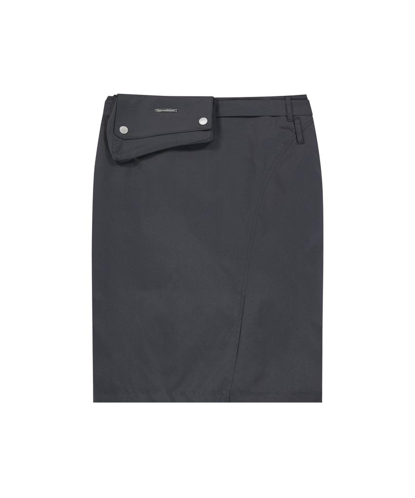Iuga Makaras Belted Bag Midi Skirt (Dark Gray)