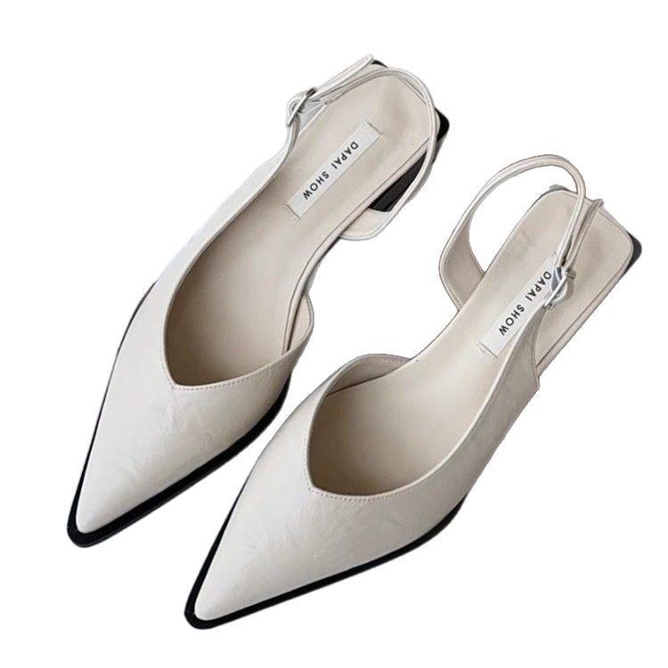 Summer Fashion Pointed Toe Women Sandals Shallow Low Heel Slingbacks Ladies Casual Shoes