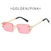 Fashion Rimless Square Double Bridge Sun Glasses Vintage Women Men Sunglasses UV400