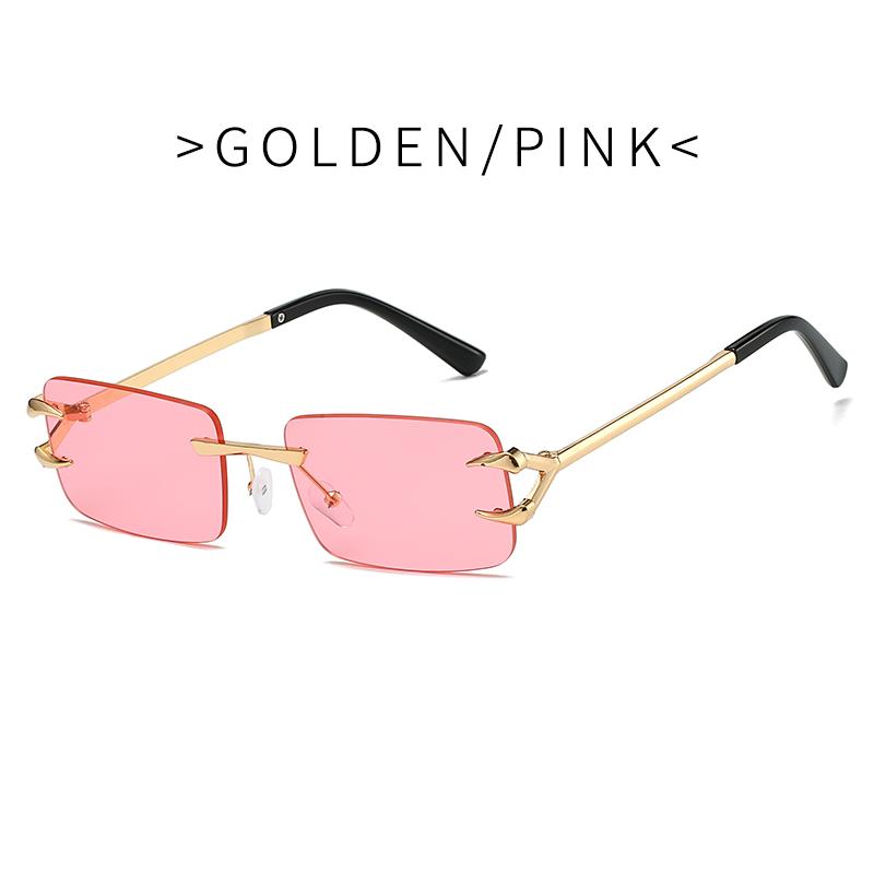 Fashion Rimless Square Double Bridge Sun Glasses Vintage Women Men Sunglasses UV400